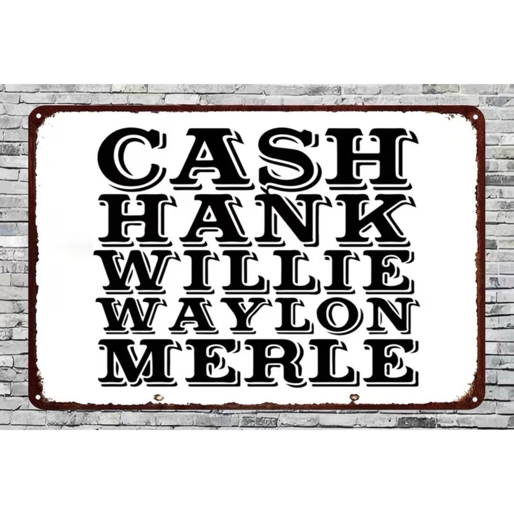Vintage Country Music Legends‎ Cash Hank Willie Waylon Merle Tin Metal Sign 8x12